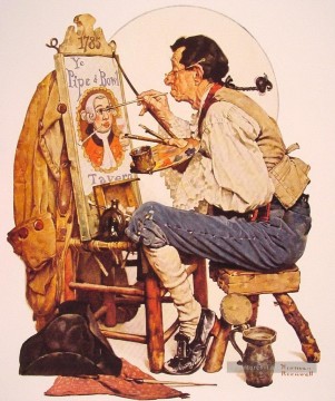 Norman Rockwell Painting - pipe and bowl sign painter 1926 Norman Rockwell
